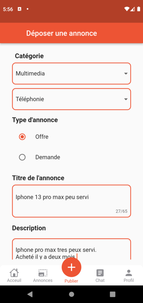 Déposer une annonce sur l'application Le bon coin occasion